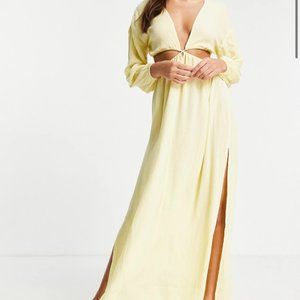 Yellow Long Sleeved Cut Out Dress - 6